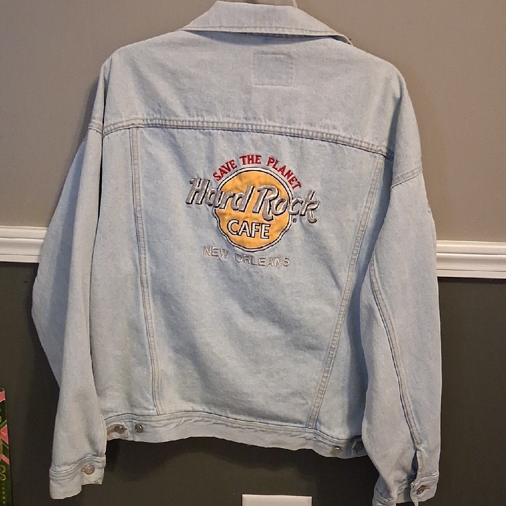 Metalic Embroidery Hard Rock Cafe Denim Jacket XL Mens